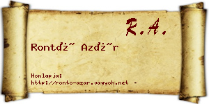 Rontó Azár névjegykártya